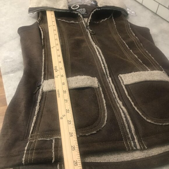 Kuhl Vest Womens Small Dani Sherpa Brown Suede Shearling Lined Jacket Fleece - Picture 12 of 13